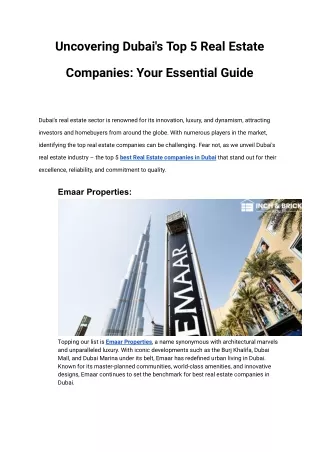 Uncovering Dubai's Top 5 Real Estate Companies_ Your Essential Guide