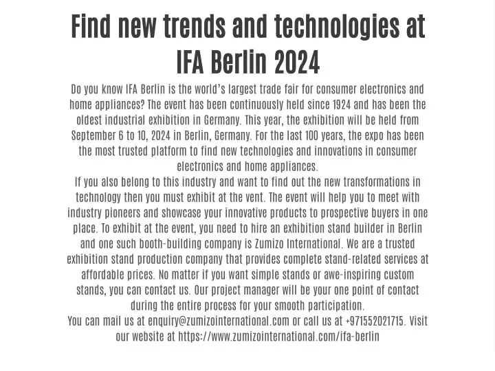 find new trends and technologies at ifa berlin