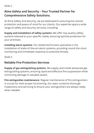 Comprehensive Fire Safety and Security Solutions by Alma