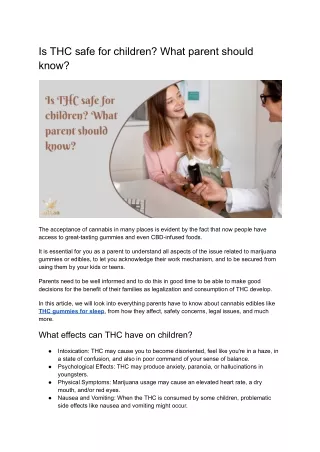 Is THC safe for children_ What parent should know_
