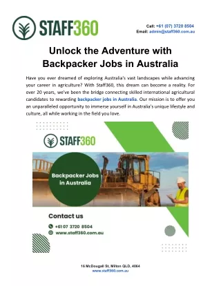 Unlock the Adventure with Backpacker Jobs in Australia