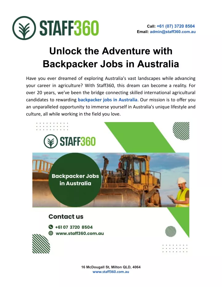 call 61 07 3720 8504 email admin@staff360 com au