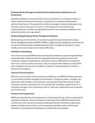 employee roster management system enhancing
