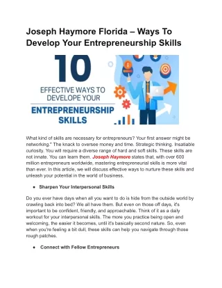 Ten Strategies to Cultivate Your Entrepreneurship Skills"
