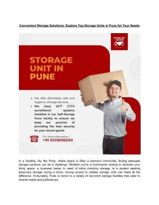 Convenient Storage Solutions: Explore Top Storage Units in Pune for Your Needs