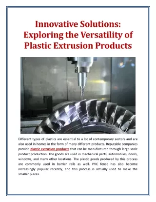 innovative solutions exploring the versatility of plastic extrusion products