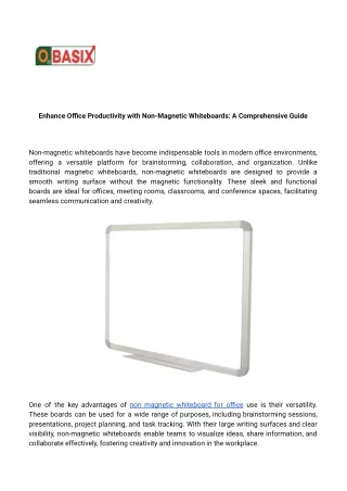 Enhance Office Productivity with Non-Magnetic Whiteboards: A Comprehensive Guide