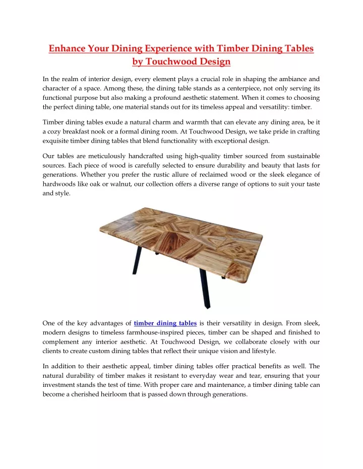 enhance your dining experience with timber dining