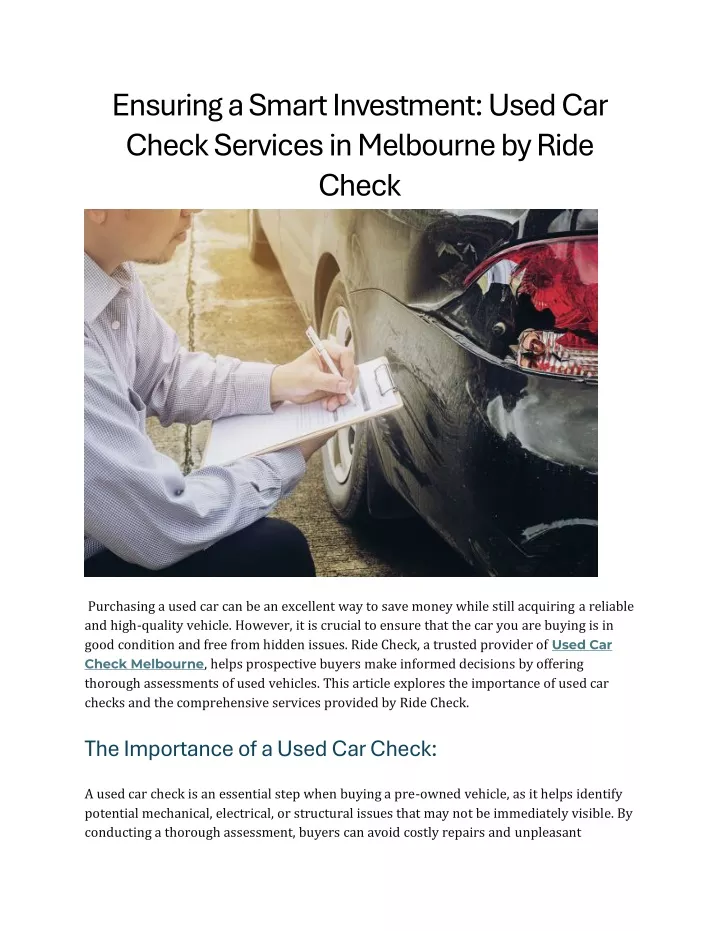 ensuring a smart investment used car check
