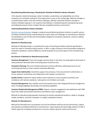 revolutionizing manufacturing unleashing