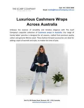 Luxurious Cashmere Wraps Across Australia