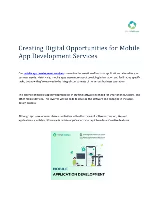 Creating Digital Opportunities for Mobile App Development Services