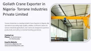 Goliath Crane Exporter in Nigeria, Best Goliath Crane Exporter in Nigeria