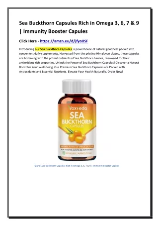 Sea Buckthorn Capsules Rich in Omega 3, 6, 7 & 9 | Immunity Booster Capules