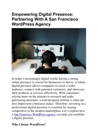 Partnering With A San Francisco WordPress Agency