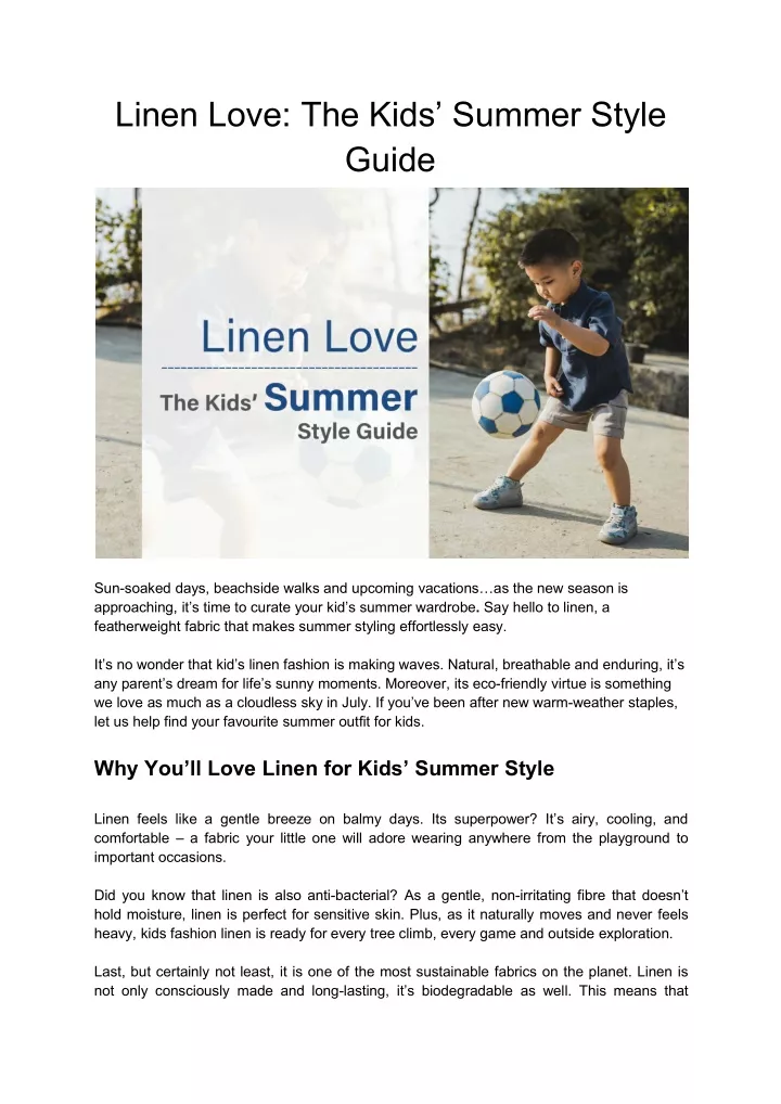 linen love the kids summer style guide