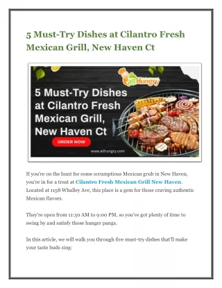 5 Must-Try Dishes at Cilantro Fresh Mexican Grill, New Haven Ct - allHungry