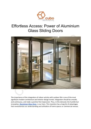 Effortless Access: Power of Aluminium Glass Sliding Doors