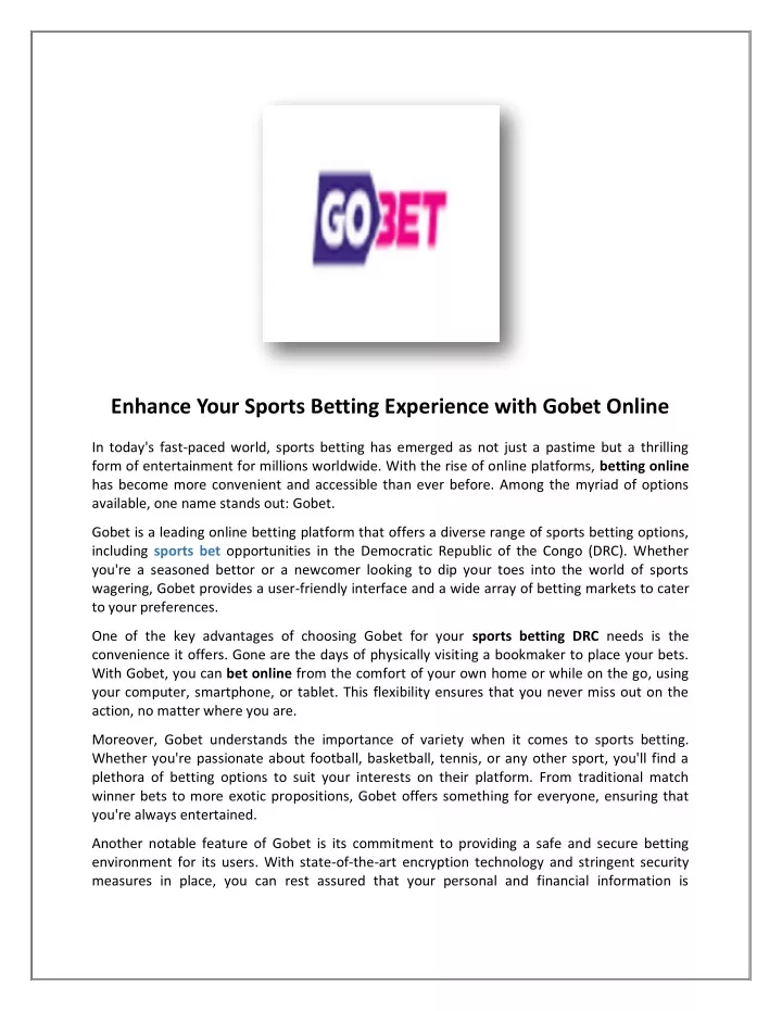 enhance your sports betting experience with gobet