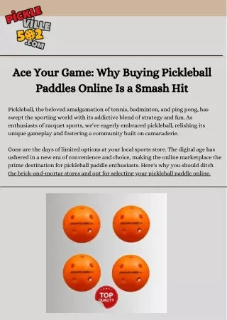 Top Picks: Purchase Pickleball Paddle Online for Quality Content