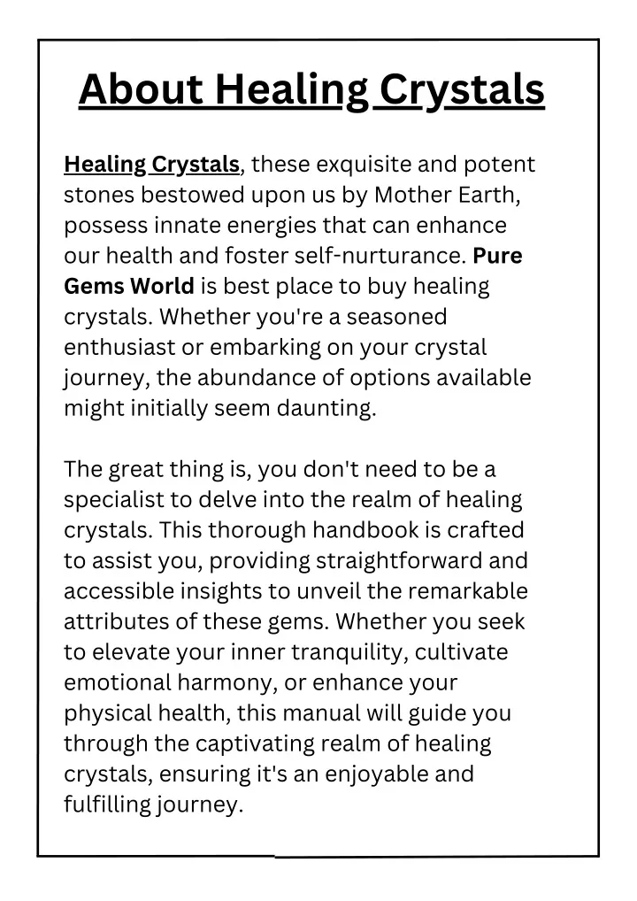 about healing crystals