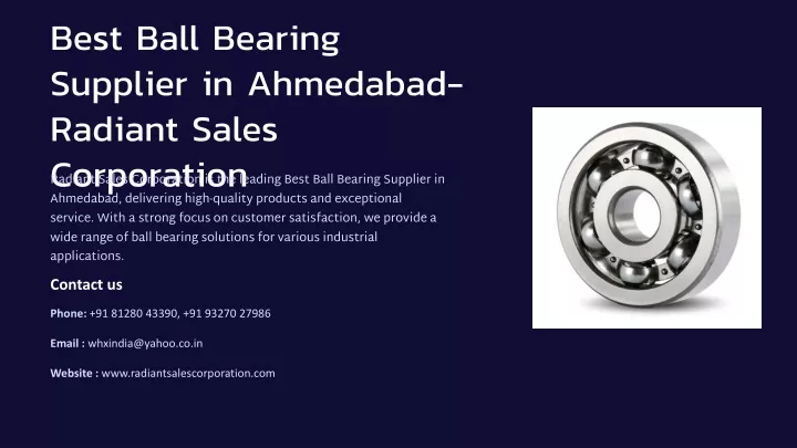 best ball bearing supplier in ahmedabad radiant
