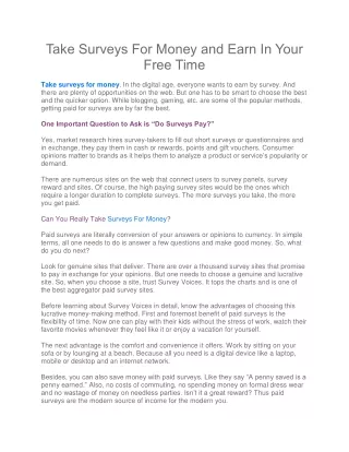 take surveys for money and earn in your free time