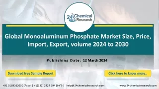 Global Monoaluminum Phosphate Market Size, Price, Import, Export, volume 2024 to 2030