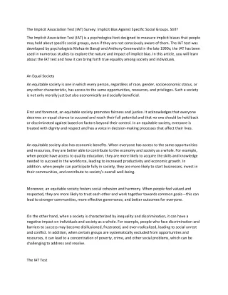 the implicit association test iat survey implicit