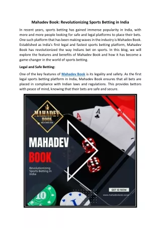 Mahadev Book Revolutionizing Sports Betting in India
