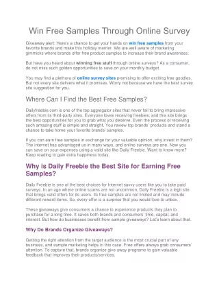win free samples through online survey