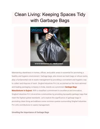 Clean Living_ Keeping Spaces Tidy with Garbage Bags