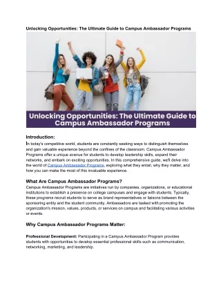 Unlocking Opportunities_ The Ultimate Guide to Campus Ambassador Programs