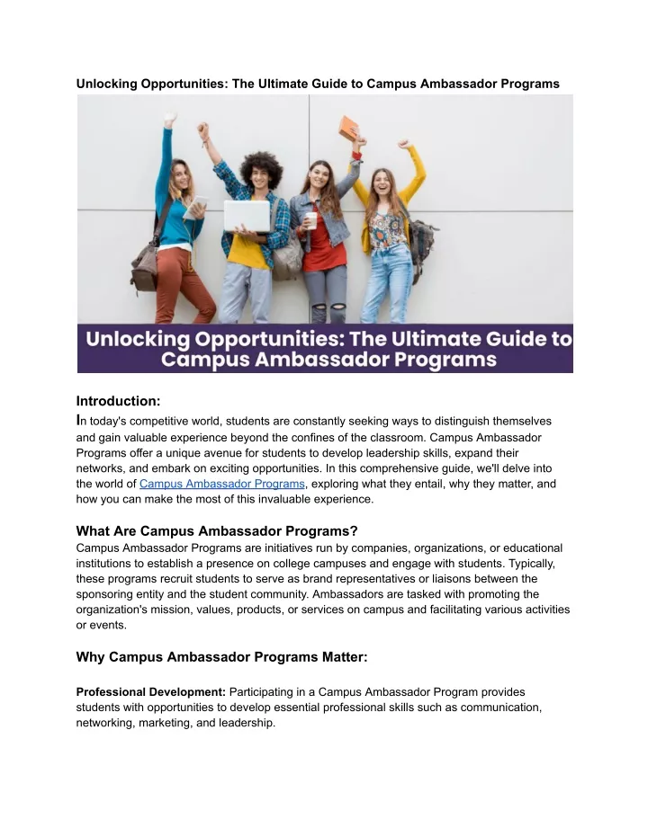 PPT Unlocking Opportunities_ The Ultimate Guide to Campus Ambassador