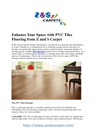 PVC Tiles Flooring: Transform Your Space with Style and Durability