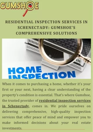 Premier Residential Inspection Services in Schenectady  Gumshoe