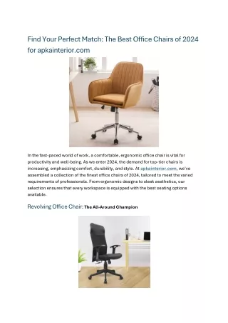 Find Your Perfect Match The Best Office Chairs of 2024 for a