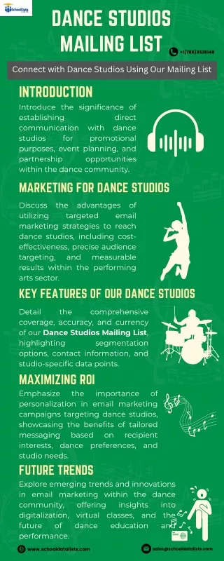 Dance Studios Mailing List by SchoolDataLists
