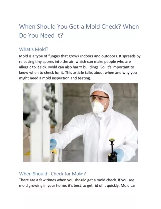 When Should I Test for Mold?