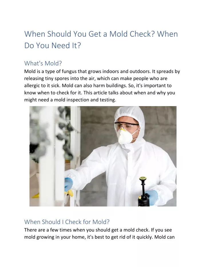 when should you get a mold check when do you need