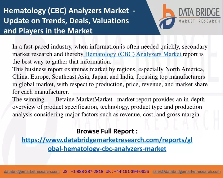 hematology cbc analyzers market update on trends
