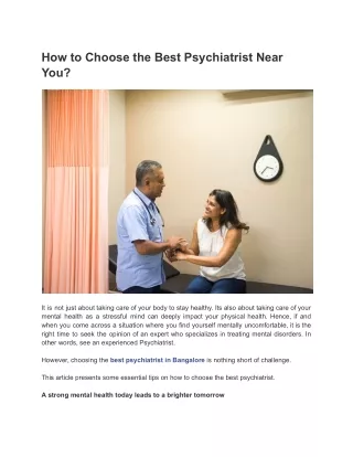 How to Choose the Best Psychiatrist Near You