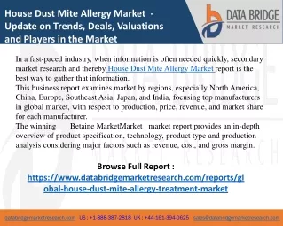 House Dust Mite Allergy Market