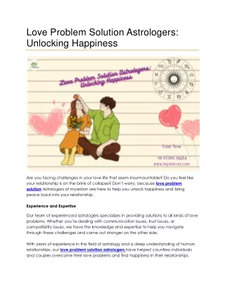 Love Problem Solution Astrologers Unlocking Happiness