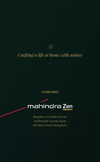 Mahindra Zen Bangalore Brochure | Mahindra Zen Bangalore Brochure PDF