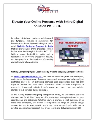 Elevate Your Online Presence with Entire Digital Solution PVT. LTD.