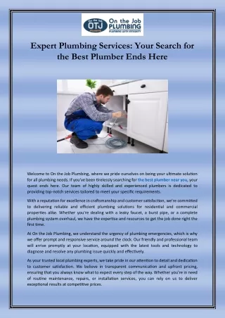 Expert Plumbing Services