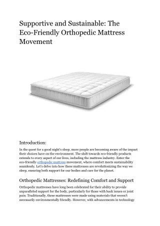 Supportive and Sustainable_ The Eco-Friendly Orthopedic Mattress Movement