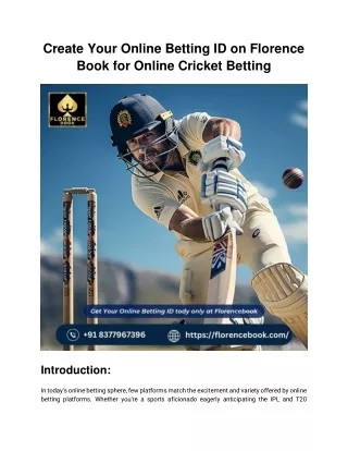 FlorenGet Your Online Betting ID  today and place bets on sports and IPL