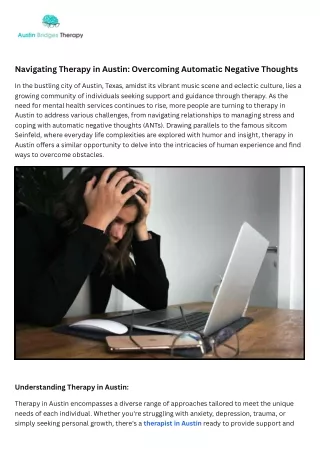 Navigating Therapy in Austin Overcoming Automatic Negative Thoughts